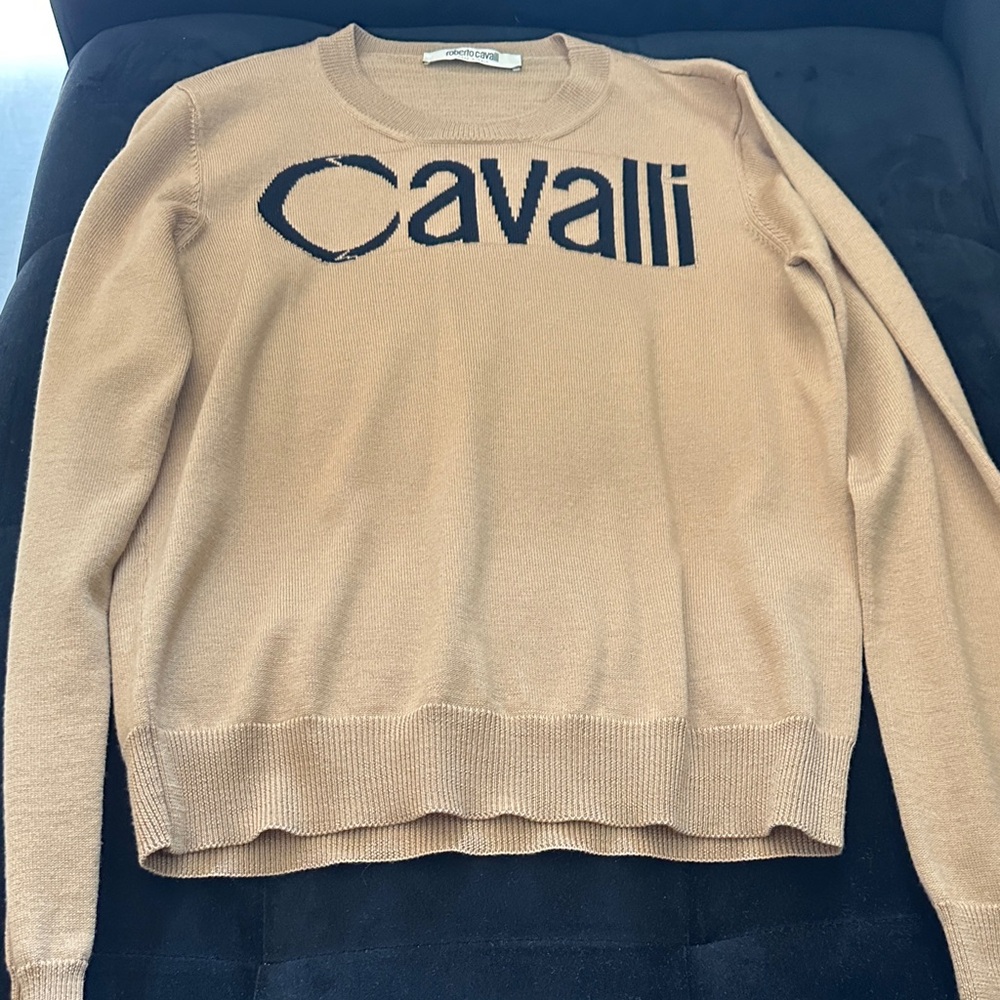 Roberto Cavalli Tan Crew Neck Women’s Sweater